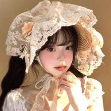 女士蕾丝草帽，复古波西米亚风格，适合海滩、摄影、防晒