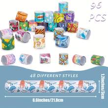 SHINDEL 96 Pcs Slap Bracelets For Kids, Slap Bracelets Bulk Party Favors For Kids 8-12 Assorted Snap Bracelets Mermaid Comics Tie Dye For Party Favors Classroom Prizes Exchanging Gifts, Party Favors, Christmas Gift, Children's Interactive Toys - 彩色 - 查看 3