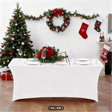 1pc Full Coverage Arched Tablecloth, Made Of Polyester, Machine Washable, Elastic Back, Wrinkle-Resistant, Foldable, Suitable For Tabletops, Reusable And Washable, Ideal For Events, Weddings, Banquets, Parties, Outdoor Dining - Multicolor - View 7