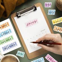 60张/5张 月度计划贴纸 - 创意日志贴纸 美观的月份标签 适用于日历、剪贴簿、日记、计划本，彩色12个月装饰贴纸 - 彩色 - 查看 4