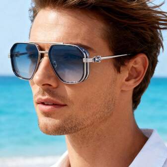 New Stylish Square Frame Fashion Glasses For Men, Retro Casual Street Elegant Vintage Leopard Head Punk Style Personalized Fashion Glasses, Suitable For Outdoor Driving And Daily Wear