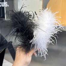 1pc/2pcs Christmas Bow Hair Clips, Fashion Cute Plush Feather Bow Ribbon Hair Accessories For Women, Party/Holiday Costume, Suitable As Christmas Gifts For Family And Friends, Claw Clips, Hair Slide, Hair Barrettes, Winter