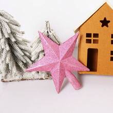 1pc Christmas Tree Topper Decoration (slightly Dusty), Pink Medium Size Five-pointed Star Shaped - Pink - View 1
