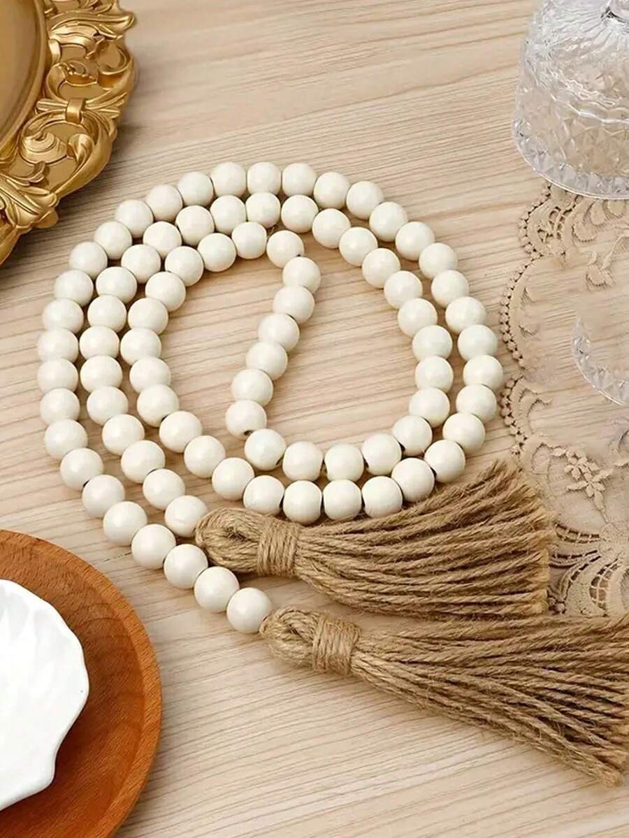 1PC Tassel Wooden Beads Garland DIY Handmade Jewelry Accessories Log Color Wooden Beads Rope String Farmhouse Wooden Beads Hanging Home Decoration Pendant Crafts Ornaments,Home Decor,Kitchen Decor, Decor,Room Decor,Christmas Decor,Party Decor,Decorative Crafts,Desk Ornaments,Table Decorative Ornaments,Party Gift, Decorations,Christmas Decorations, Christmas Gift. - Wood Color - View 1