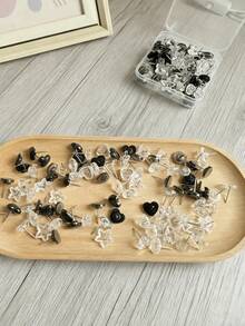 50枚/100枚 5种不同设计的图钉，适用于公告板、软木板、展示盒、墙面装饰 - 坚固的塑料头，钢制钉尖，配有可重复使用的收纳盒 - 彩色 - 查看 4