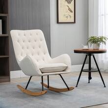 HOMCOM Relaxation Chair With Wooden Legs And Metal Frame, Cream White Linen, 69 X 90 X 100 Cm For Cozy Relaxation On Site