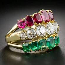 1 chiếc nhẫn đính hôn/cưới thanh lịch, đồng mạ vàng 14K, đá Cubic Zirconia tổng hợp, thích hợp cho các sự kiện trang trọng, quà tặng hoàn hảo cho phụ nữ, chỉ cần chọn kích thước phù hợp - Vàng - Xem 3