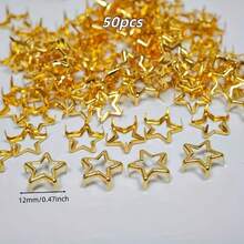 50pcs Hollow Star Shaped Studs | Punk Style Studs, Suitable For Leather, Bags, Shoes And DIY Craft Decoration
