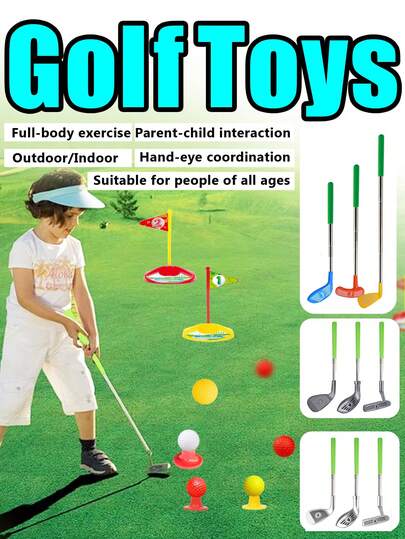 Kids Golf Toy Set, Kindergarten Training Leisure Early Education Enlightenment Ball Activity, Indoor/Outdoor Parent-Child Interactive Simulated Sports Hitting Ball Game Practice Club, Outdoor Park, Boys Girls Babies Educational Sports Set, Boys Girls Birthday Gift