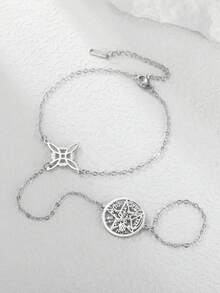 TEAMER 1 pieza Pulsera con colgante de estrella hueca de nudo misterioso de bruja de acero inoxidable para mujer, joyería de moda minimalista y romántica, regalo conmemorativo de la suerte para amigos - Serie de moda - Ver 8