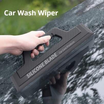 1 pezzo Racla in silicone con impugnatura, design ergonomico, non graffia la vernice dell'auto, strumento di pulizia per auto, raschietto per vetri auto, morbido e senza graffi, rimuove efficacemente le macchie d'acqua, strumento specializzato per lavaggio e manutenzione dell'auto