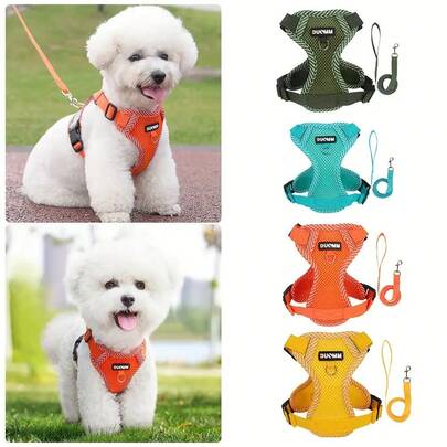 Dog Chest Strap Small Dog Reflective And Leash Set, Breathable And Comfortable Dog Dog Traction Rope