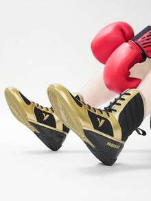 TACHUAN Men's High-Top Professional Boxing Shoes, Wrestling Training Boots, Muay Thai Kickboxing Shoes, Fitness Martial Arts Sneakers