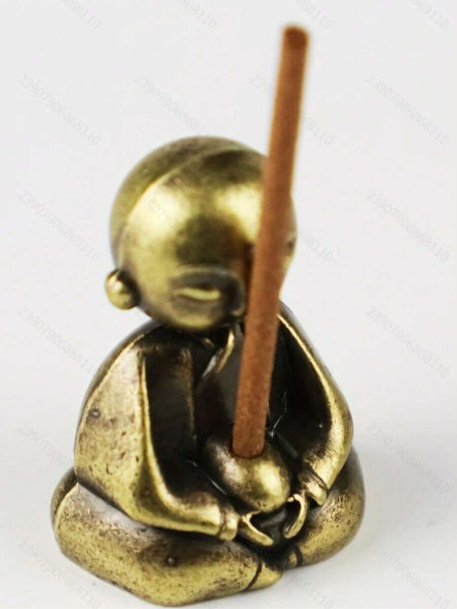 1个迷你冥想僧侣香炉，金属僧侣香炉，简约香薰装饰，适用于家居和办公室展示