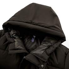 Adidas Unisex Long Down Jacket, 2025 Winter New Style, Thickened Hooded Windproof Coat. - Dark Brown - View 4