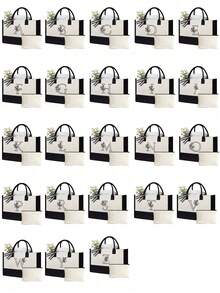 2pcs/Set Canvas Tote Bags, Printed With 26 Black Letters, Customizable, Suitable As Gift Bags For Weddings, Birthdays, Beaches, Vacations, Backpacks, And More, Great Gifts For Women, Moms, Teachers, Friends, Bridesmaids, Students. Large Capacity Tote Bags, Simple & Spacious, Portable Casual Storage Bags, Multi-Purpose Shopping Bags. - Multicolor - View 2