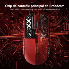 ATTACK SHARK X11 Wireless Gaming Mouse With RGB Magnetic Charging Base, PixArt PAW3311 Sensor, Ultra-Light 59g, 3 Modes (Wired/2.4G/Bluetooth), Up To 22,000 DPI, PC/WIN Compatible - Rojo + pegatinas - Ver 3