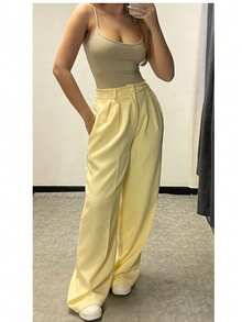 Tailored Wide Leg Trousers - 黃色 - 查看 4