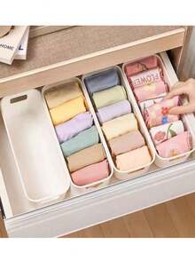 Socks & Underwear Organizer Box, Desktop Storage Basket Drawer Divider Organizer - Multicolor - View 7