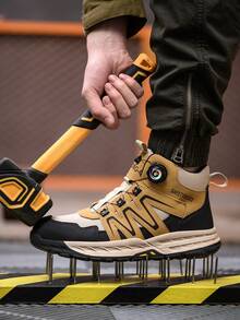 Dian Sen 1双男女通用钢头安全靴，高帮运动安全鞋，耐用工作靴，钢头训练安全鞋，防刺穿防压减震鞋底，四季皆宜