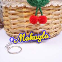 1 pieza Llavero personalizado de acrílico con nombre y flor de colores, recuerdos de fiesta de cumpleaños, regalo personalizado para la niña de las flores, etiqueta de mochila con nombre para niña, dijes de a juego, etiqueta de bolso de acrílico - Llavero de acero + anilla de cadena de 4 eslabones - Ver 33
