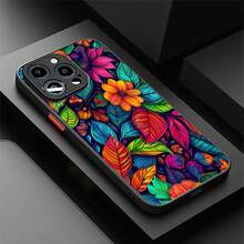 A Case With A Vibrant Tropical Floral Print, Compatible With IPhone 16, 15, 14 Pro Max, 13, 12, 11, XR, And XS Plus. Made Of TPU Silicone, It Offers Protection Against Bumps And Drops, As Well As A Great Feel. It's The Perfect Gift For Family, Friends, And Loved Ones. - Black - View 3
