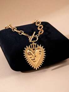 1pc Creative Stainless Steel World City Map Pendant Necklace, Personalized Versatile Laser Engraved Necklace - Multicolor - View 9