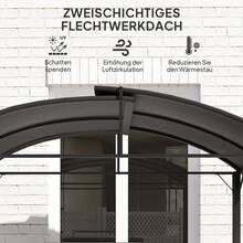 Outsunny Grill Pavilion Windproof Garden Pavilion 233 X 110 X 235 Cm With Double Roof, Shelves, UV Protection Garden Sheds, Steel BBQ Pavilion, Garden Tent For BBQ Parties, Dark Grey - 1 - View 4