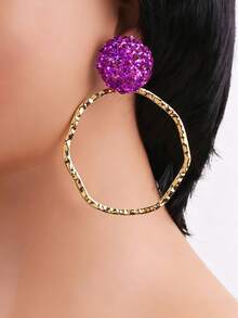 sehuoran 1对圆形金属彩色水晶水滴耳环，高品质水钻首饰配饰，女士批发耳环，波西米亚风水滴耳环，黑色夸张耳环 - Style 1 - 查看 18