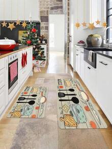 Flannel Kitchen Mat - Non-Slip High Quality Washable Floral Pattern 100% Polyester Mat, Suitable For Home Office And Living Room Floors, Comfortable Non-Slip Backing, Kitchen Living Room Floor Mat - Multicolor - View 5