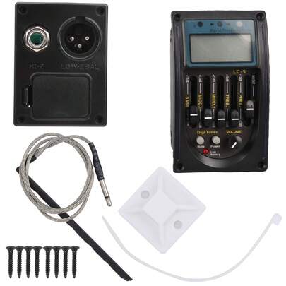 Preamplificador De Guitarra Pastilla,Ecualizador de Pastillas de Pickup, 5 Bandas Ecualizador, Preamp Piezo Pickup Tuner Digital con Pantalla LCD