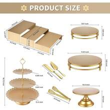 10-Piece Gold Cake Stand Set, Luxury Dessert Display Collection For All Celebrations, Complete Party Set - 10pcs - 查看 4