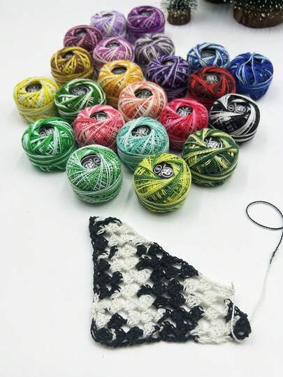 12pcs/16pcs Box Bicolor Lace Thread, Random Colors, For Micro-Crochet, Fine Jewelry Making And Exquisite Handicrafts