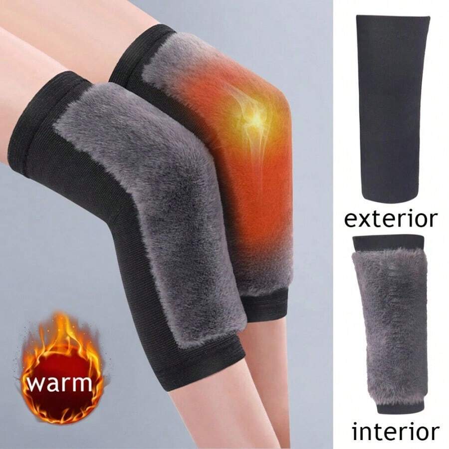 1Pair Of Thick Thermal Lined Knee Pads For Autumn And Winter Outdoor Sports Protective Gear Hand Wash Only