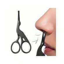 Stainless Steel Embossed Nose Hair Beard Scissors Russian Style Scissors Pointed Round Scissors Eyebrow Trimming Makeup Large Curved Scissors