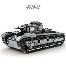 大型武装坦克积木玩具套装（彩盒包装），成人收藏级重型坦克模型套件 - T-34-85 中型坦克、迪克·马克斯坦克、豹式坦克、新式坦克，1592 块巨型积木舰船玩具拼装套装 - 军事迷、特警爱好者的仿真拼装玩具，家居办公桌面生日礼物圣诞装饰交通工具积木 - 彩色 - 查看 11