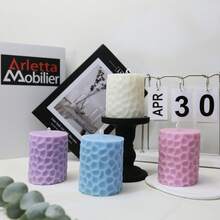 Huayuxun 1 pieza Vela con forma de cilindro escalado, 8.1cm de altura, 4 colores, 8-10 horas de tiempo de quemado, vela de cera de soja premium, regalo creativo estilo Ins, decoración del hogar, decoración de mesa, vela con fragancia, accesorio de fotografía, perfecto para ocasiones románticas como el Día de San Valentín, Acción de Gracias, Navidad, fiestas, cumpleaños - Multicolor - Ver 3