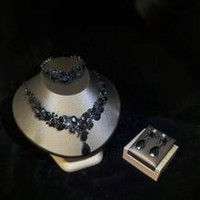 一套优雅的项链、耳环和手链首饰套装，奢华新娘婚礼派对正式场合配饰 - 珠寶套裝 - 查看 4