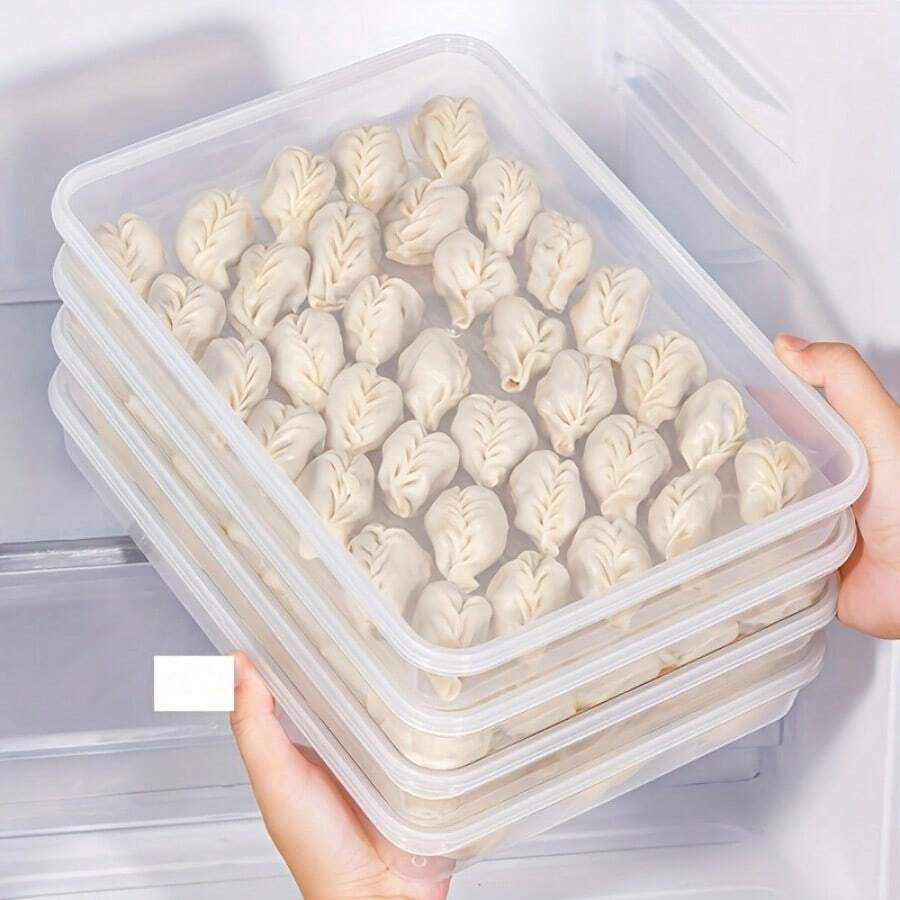 3pcs Leak-Proof Storage Containers With Lids, Hand Washable, Suitable For Dumplings, Pasta, Meat, And Vegetables - Refrigerator Freezer , Airtight, And Leak-Proof Container For Long-Term Preservation