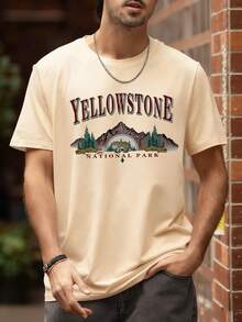 Men Mountain & Letter Graphic Drop Shoulder Tee