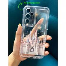 Funda Transparente Compatible Con IPhone11/12/13/14/15/15pro/15 Plus/15 Promax/7plus/8plus/X/Xs Max/Xr/11pro/12pro/13pro/14pro/12mini/13mini/11promax/12promax/13promax/14promax/14plus/6/6s/6plus/7/8/Se Y Compatible Con  Galaxy Galaxy/A54/A14/A12/A13/A15/A32/A33/A24/A52S/S20/S21/S22/S23/S24/S23Plus/S24ultra Con Estampado De Fuegos Artificiales Coloridos Y Castillo Soñador - 無色 - 查看 4