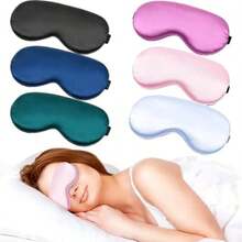 Antifaz Para Dormir 6 Piezas Confeccionadas En Seda Simulada Mascara Para Dormir Suave y Ajustable Bloqueo De Luz Efectivo Ideal Para Viajes Trabajo Siestas y Uso Diario Incluye Varios Colores - RosaMoradoVerdeOscuroAzulOscuroNegroAzulClaro - Ver 1