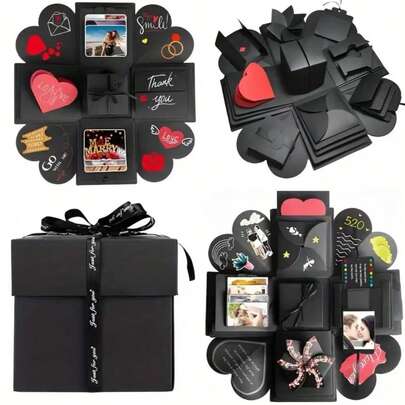 DIY Explosion Surprise Party Box With Hinged Lid - Explosion Surprise Mechanism, Suitable For Birthday, Valentine's Day, New Year, Ramadan, Proposal, Engagement, Party And Other Occasions - Fantasy Themed Gift Packaging (Paper Explosion Trap Box), Also Suitable As Valentine's Day Gift, New Year Gift, Birthday Gift, Ramadan Gift, Valentine's Day Decor, Wedding Decor, Wedding Favor, Birthday Gift, Birthday Party Gift, Etc.