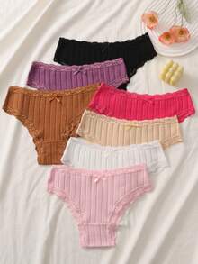 7pcs/Set Women's Comfortable Soft Breathable Floral Cotton Bikini Briefs - Multicolor - View 4