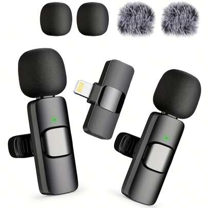 [Trådlös Lavalier] Trådlös Lavaliermikrofon | Bärbar, Plug and Play, Lämplig för kompatibel med iPhone, iPad, Android, Lightning och USB-C, Ljud- och videoinspelning, Livestreaming av intervjuer och vlogginspelning, [Trådlös Lavaliermikrofon] Trådlös Lavaliermikrofon | Clip-On för Lightning Kompatibel med iPhone, iPad, Android USB-C, Plug & Play, Ljud- och videoinspelning Livestreaming av intervjuer, Trådlös