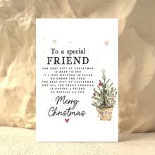Special Friends Christmas Card - "To Special Friends" Poem | Snowflakes And Sparkling Pink Tree Art, Handwritten Merry Christmas, Suitable For Best Friends, Emotional Festivals, Festival Seasons, Sincere Information, High Quality Printing, Detailed Artworks - 紅色 - 查看 4