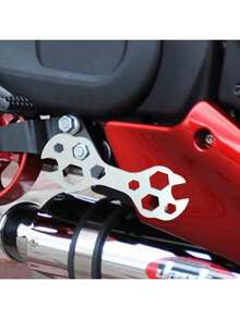 1 PCS Multi-Functional Bike Wrench Tool Kit, High-Grade Steel Universal Repair Tool With Ergonomic Handle, Versatile Hole Design For Bicycles, Motorcycles & Outdoor Riding - Silver - View 3