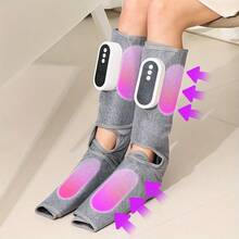 电动腿足按摩器，带加热和气压按摩功能，无线操作 - 便携式电动深层组织按摩器，带数字显示屏、双加热区、2000mAh 可充电电池、自动关机功能，适合家庭、办公室或旅行使用 - 圣诞节、母亲节、父亲节的理想礼物 - 男女通用 - 腿足按摩器