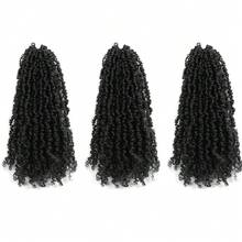 波西米亞風格編織辮髮 8/12/14 英寸天然黑色預扭結的編織接發,捲曲的結束,非常適合塞內加爾捲曲辮髮 - 黑色 - 查看 10