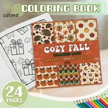 GDTME Children's Coloring Book: Adult Funny Pattern Coloring Book, Cute Drawing Book, Perfect Gift For Christmas Party, Halloween And Birthday - Simple Pattern Coloring, Stress Relief: Suitable For Friends Who Like Coloring (Warm Space Coloring) - 7.9 Inch * 7.9 Inch - View 2